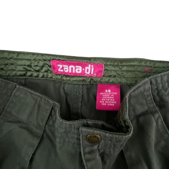 Zana Di Women's Army Green Cargo Pants Sz 14 Striped Legs Pockets Zipper Y2K Rav - Picture 4 of 9